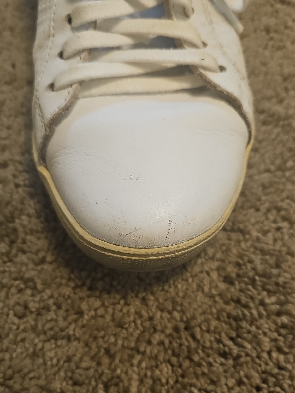 Carolina Herrera White Leather Sneakers with Red Accent - Picture 3 of 9